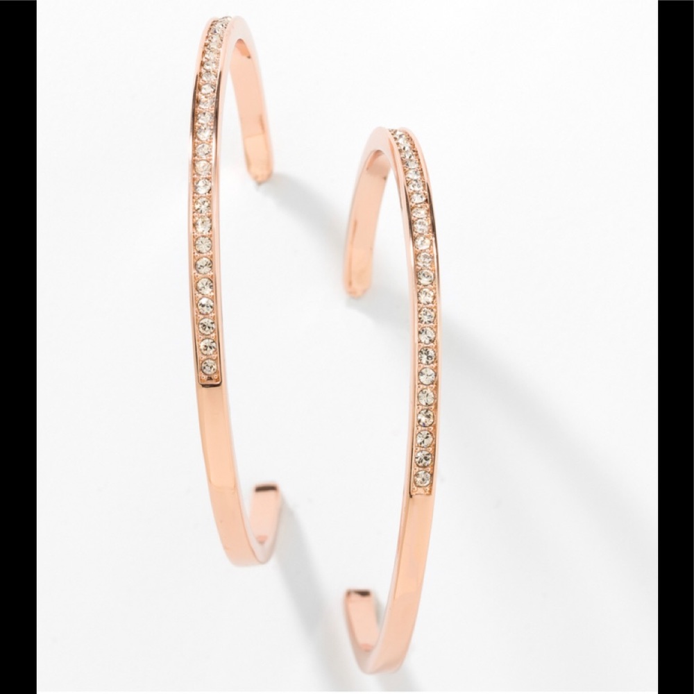 Touchstone Crystal by Swarovski Grand Hoopla Blush earrings rose gold plated NEW